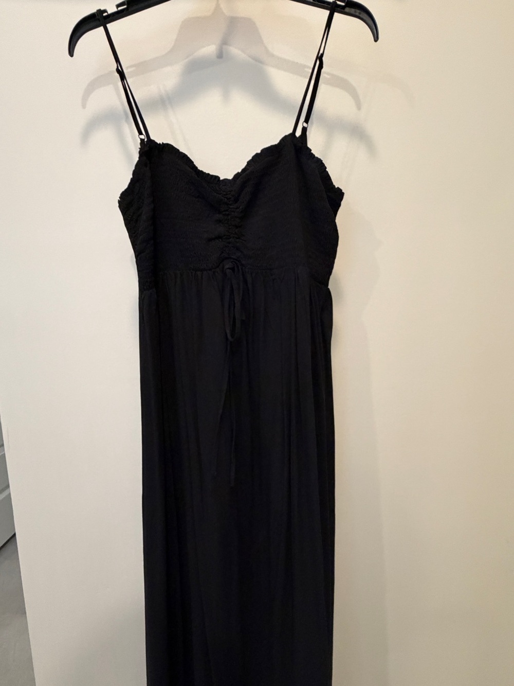 Black Women's Smocked Maxi Slip Dress